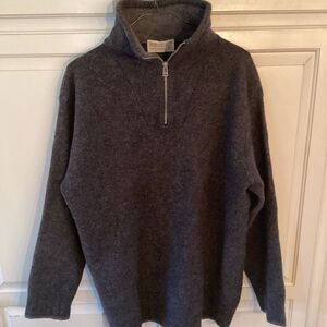 Highland Glen 100% Lambswool 1/4 Zip Pullover Sweater Sz 4 Large Gray